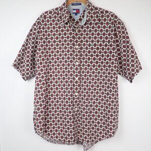 Vintage Tommy Hilfiger Men's L Colorful Paisley Short Sleeve Shirt Button down